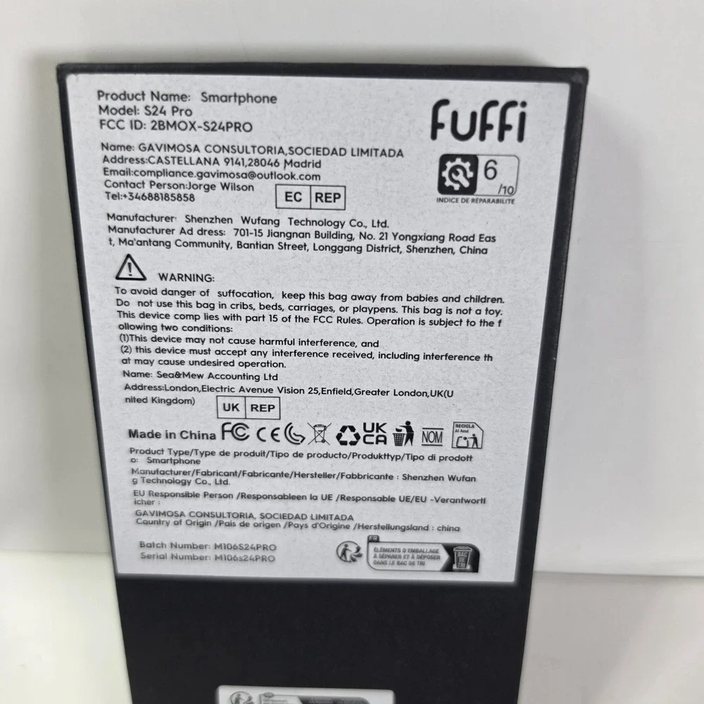 Fuffi S24 Pro Android Smartphone Unlocked 6.5in Display Black Dual SIM MTK6762